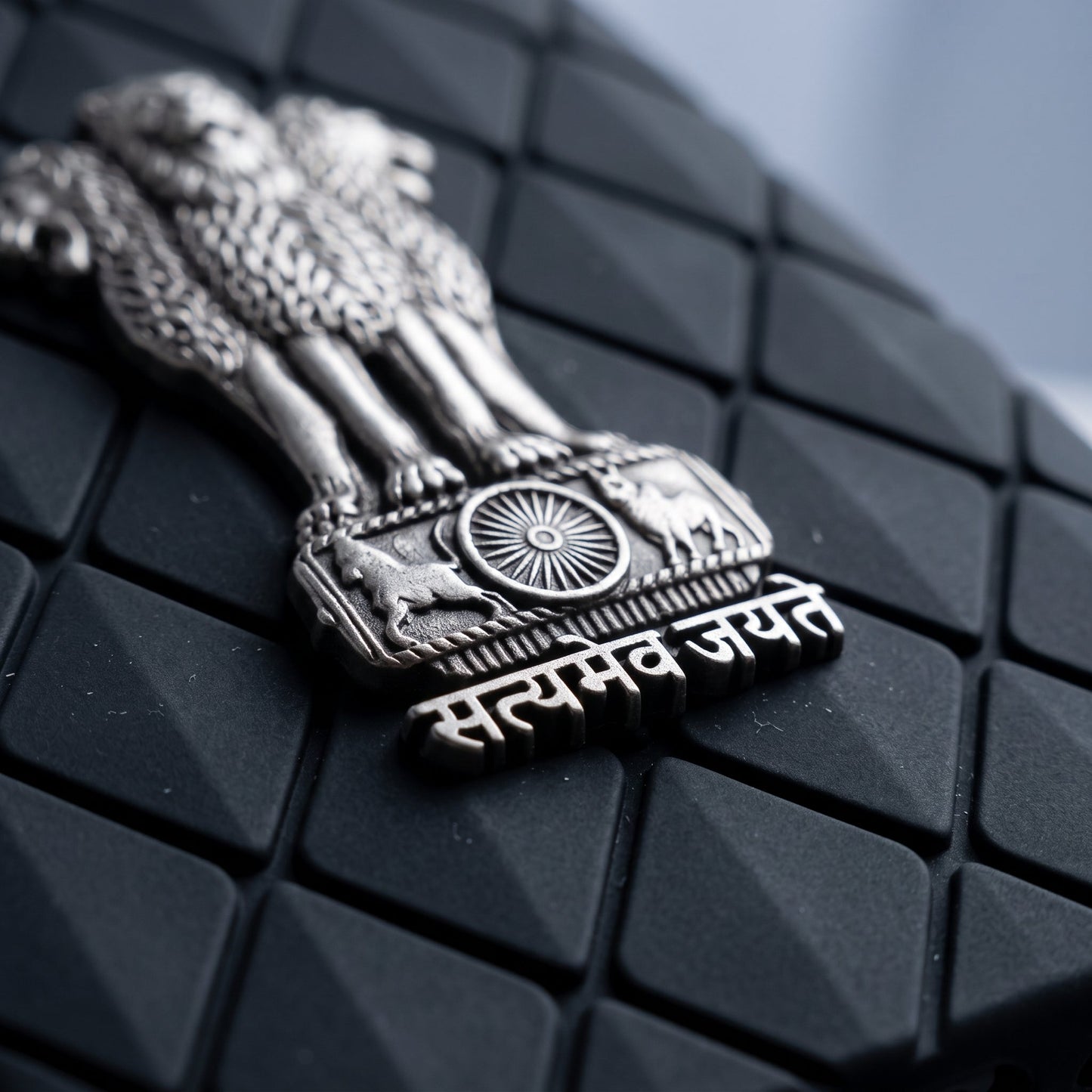 iPhone 16 Pro 5G Bottega Veneta Design with Metal Satyamev Jayate Emblem Case