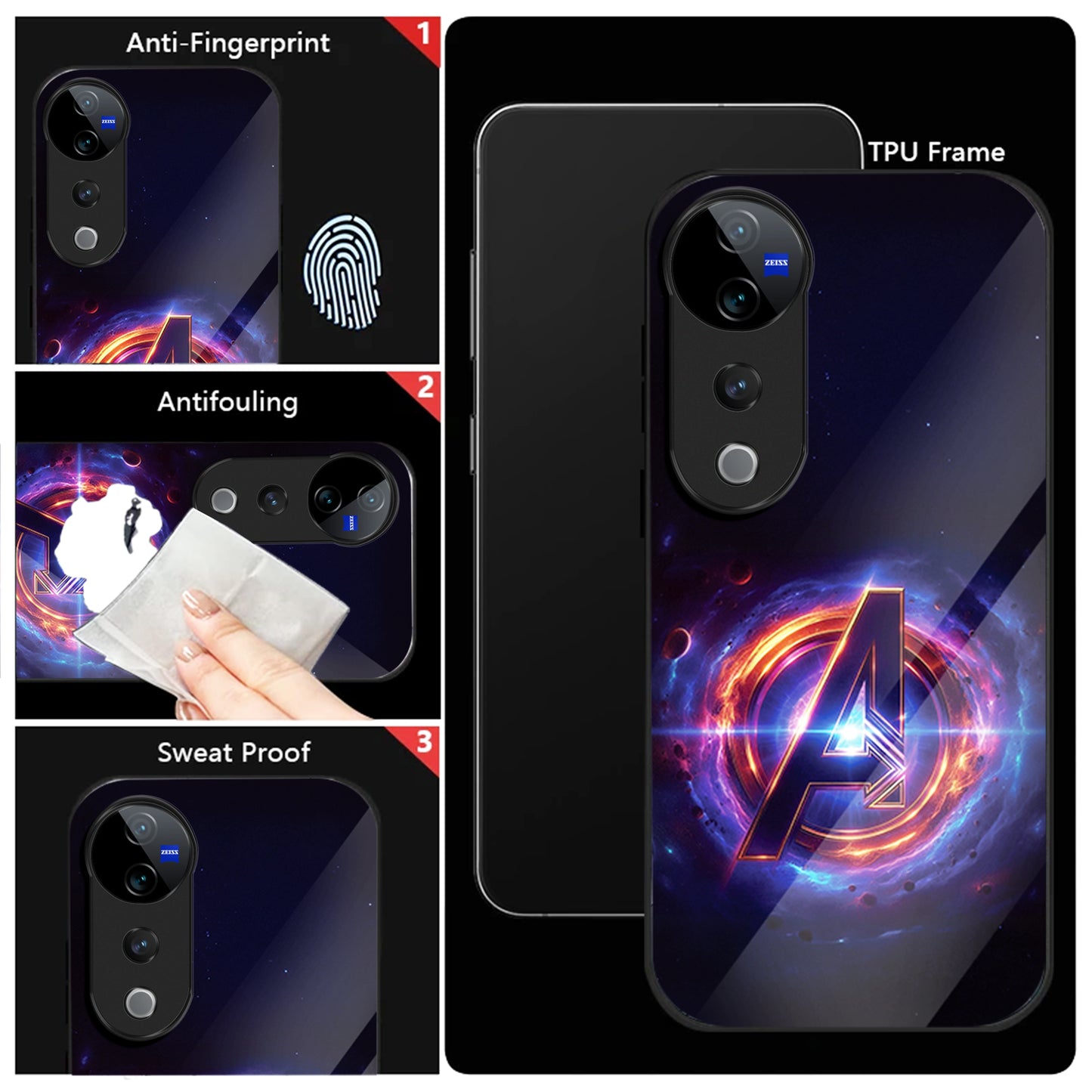 Vivo V40 Pro 5G Premium Acrylic Shockproof Glass Back Case (Endgame Impact)
