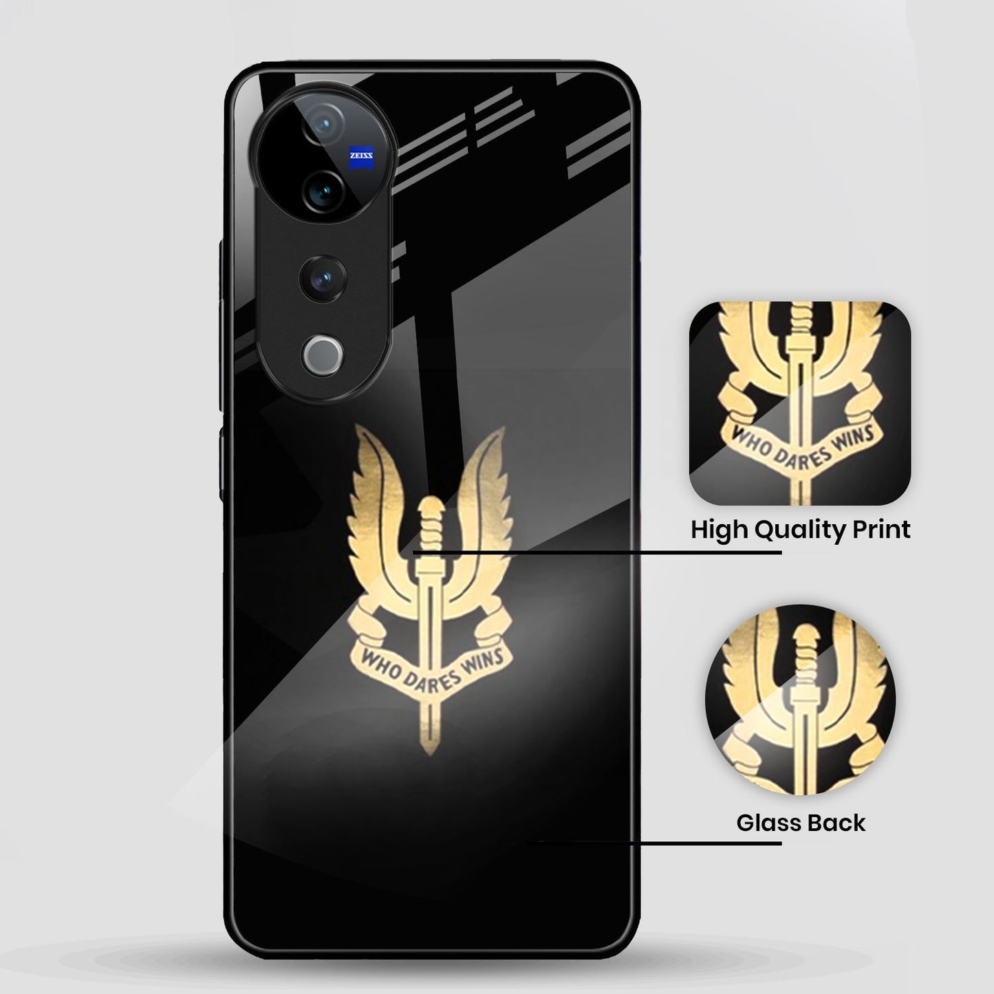 Vivo V40 Pro 5G Premium Acrylic Shockproof Glass Back Case (Dare Wins)