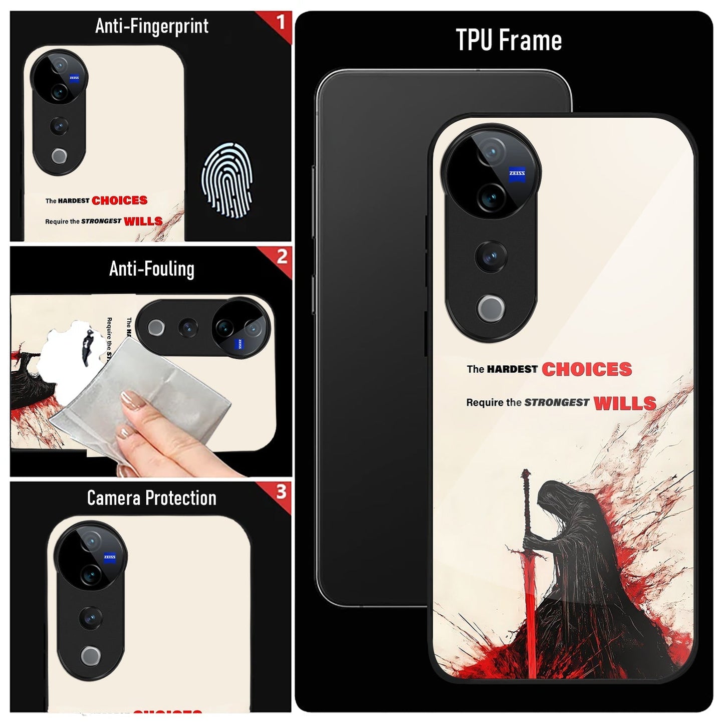 Vivo V40 Pro 5G Premium Acrylic Shockproof Glass Back Case (Warriors Case)