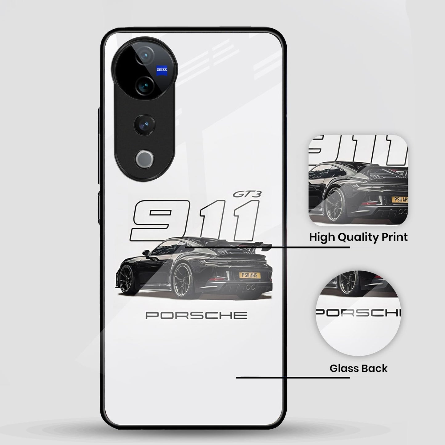 Vivo V40 Pro 5G Premium Acrylic Shockproof Glass Back Case (Porsche Case)