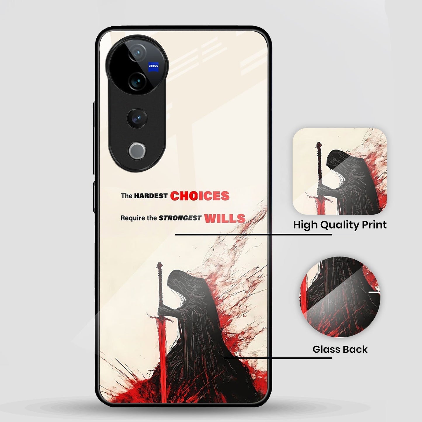 Vivo V40 Pro 5G Premium Acrylic Shockproof Glass Back Case (Warriors Case)