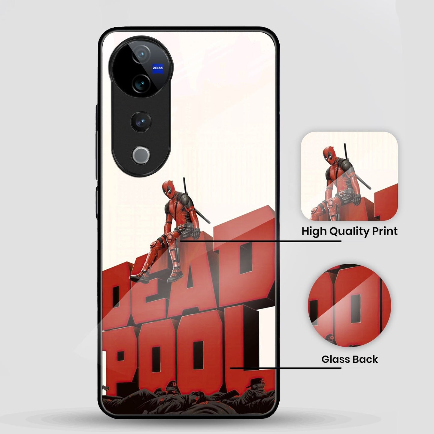 Vivo V40 Pro 5G Premium Acrylic Shockproof Glass Back Case (Deadpool Case)