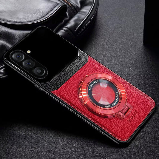 Samsung Galaxy A56 5G Original Luxury Leather Lens Magnifier Ring Stand Case