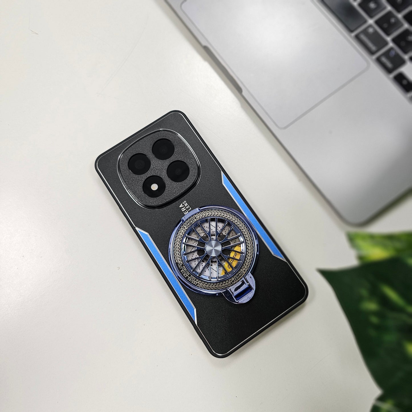 Redmi Note 14 Pro 5G Best Selling Stress Buster Wheel Aluminium Metal Scratch Resistant Back Case