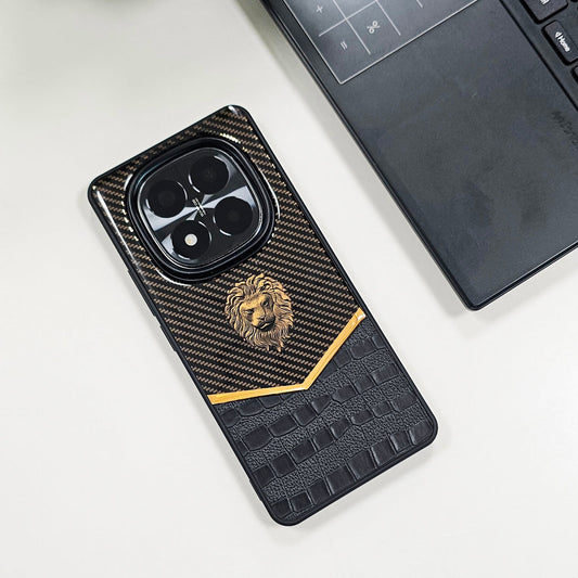 Redmi Note 14 Pro+ 5G Luxury Lion Pattern Leather And Liquid Silicone Case