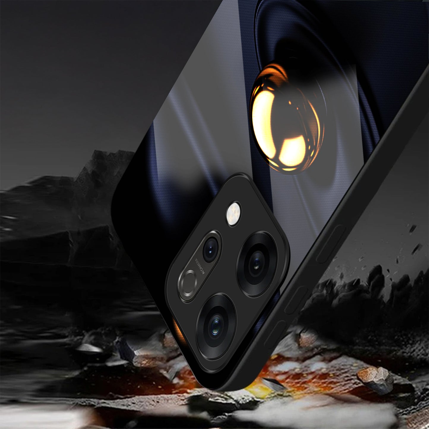 Oppo Reno 14 5G Premium Acrylic Shockproof Glass Back Case (Golden Ripple)