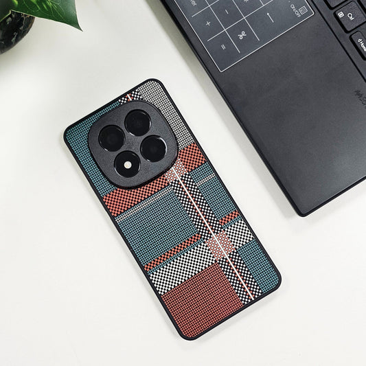 Redmi Note 14 Pro+ 5G Luxury Grid Pattern Glass Back Shockproof Case