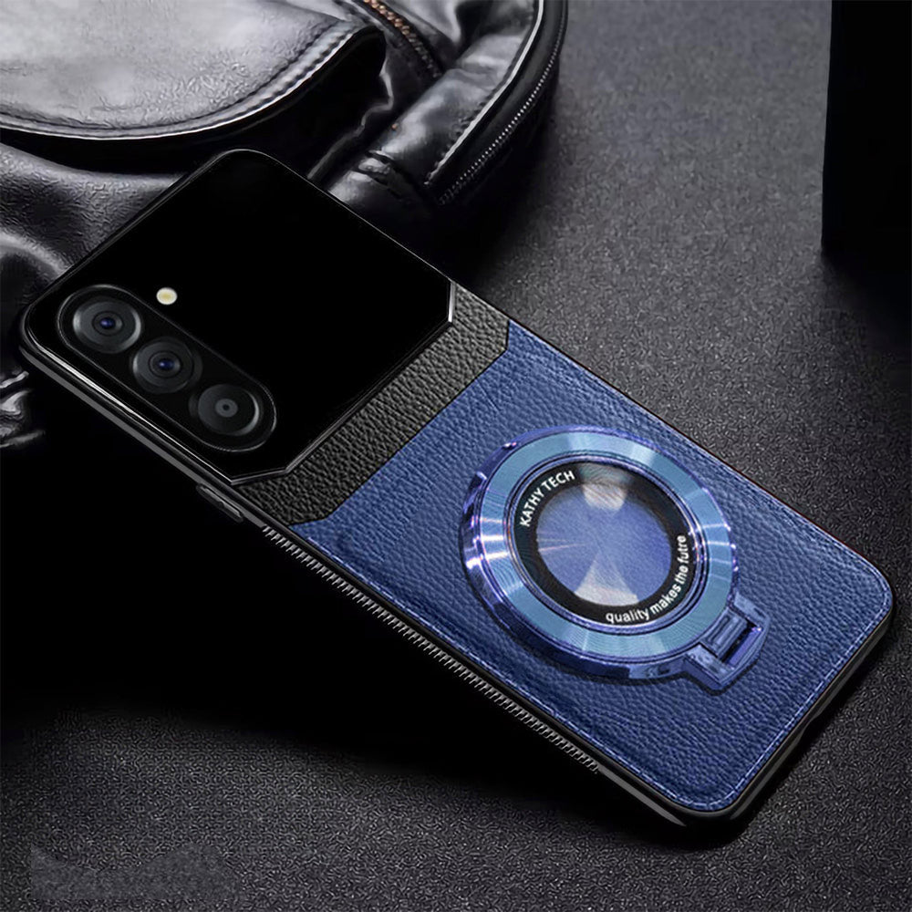 Samsung Galaxy A16 5G Original Luxury Leather Lens Magnifier Ring Stand Case