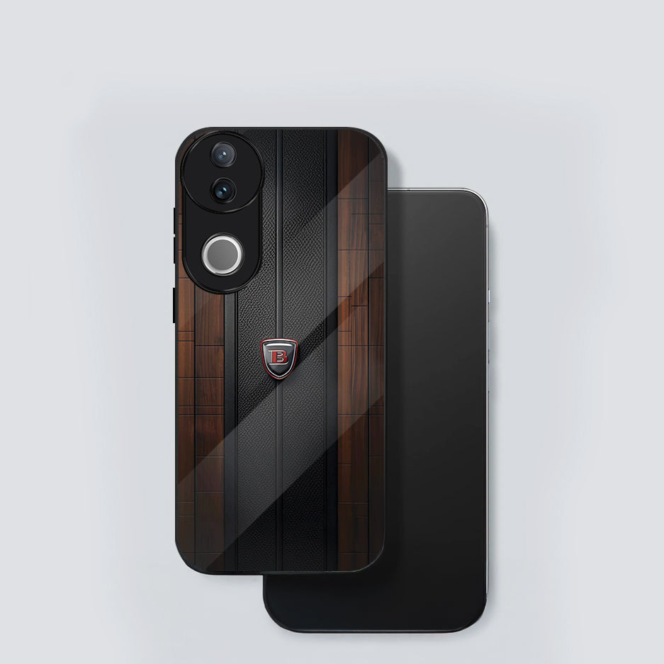 Vivo V50 5G Premium Acrylic Shockproof Glass Back Case (Carbon Oak)