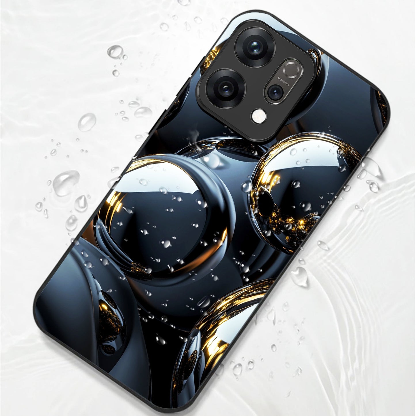 Oppo Reno 14 5G Premium Acrylic Shockproof Glass Back Case (Mirror Spheres)