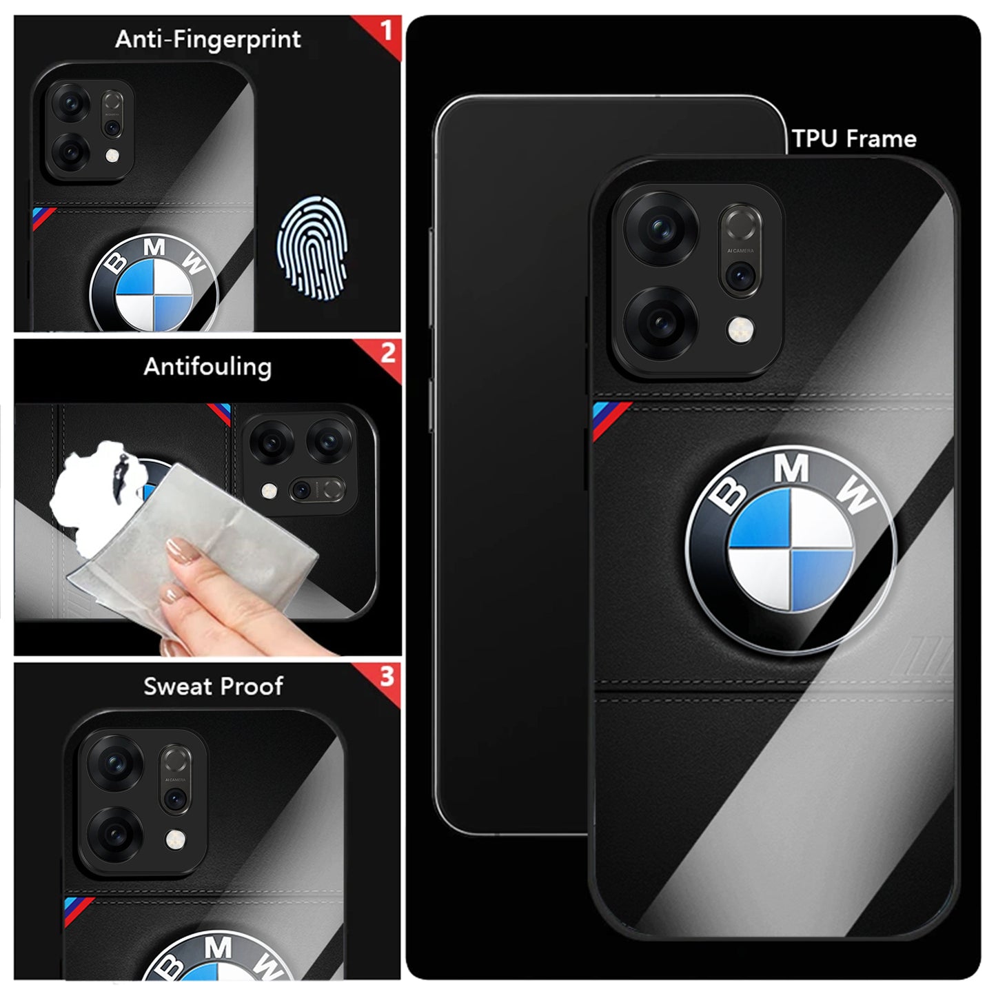 Oppo Reno 14 5G Premium Acrylic Shockproof Glass Back Case (BMW LOGO)