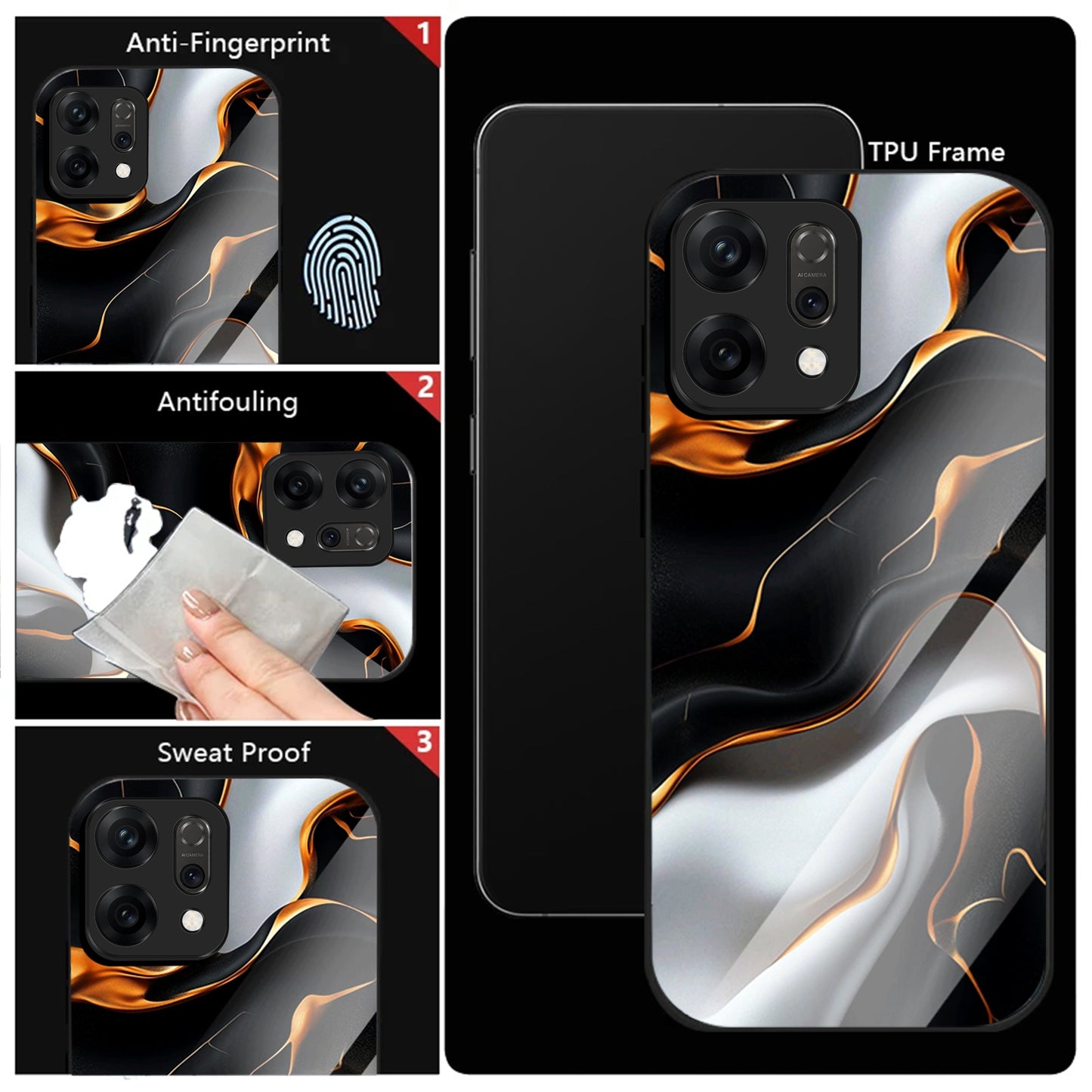 Oppo Reno 14 5G Premium Acrylic Shockproof Glass Back Case (Lava Veins)