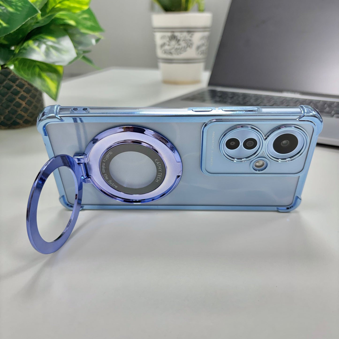 Oppo F25 Pro 5G Original Luxury Magnifier Ring Stand Shockproof Airbags Corner Case