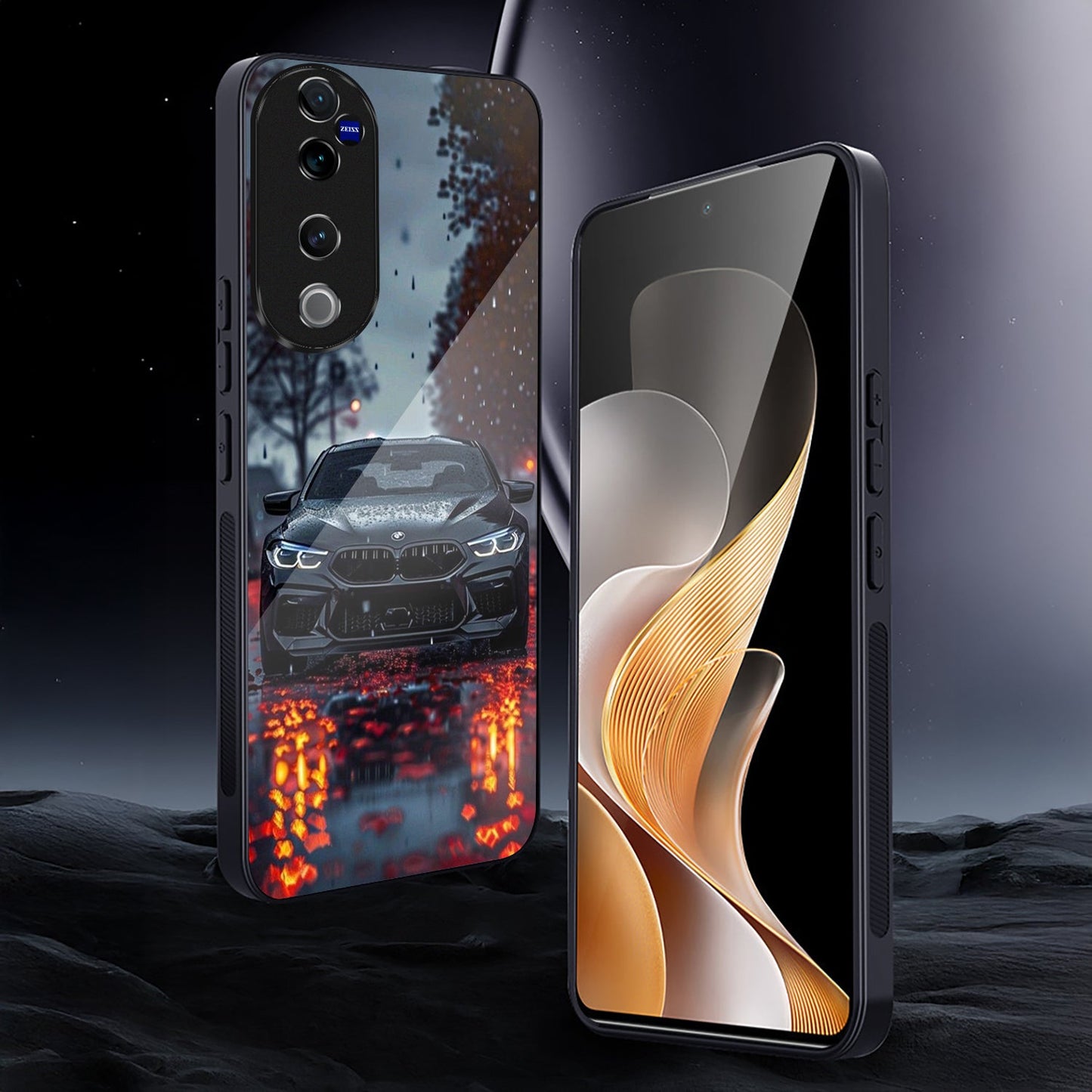Vivo V40 Pro 5G Premium Acrylic Shockproof Glass Back Case (Black Phantom)