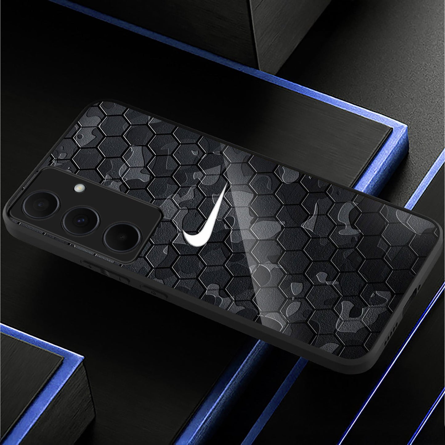 Samsung Galaxy A56 Premium Acrylic Shockproof Glass Back Case (Nike vibe)