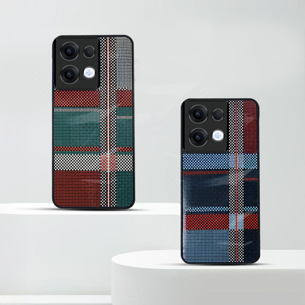 Oppo Reno13 Luxury Grid Pattern Glass Back Shockproof Case