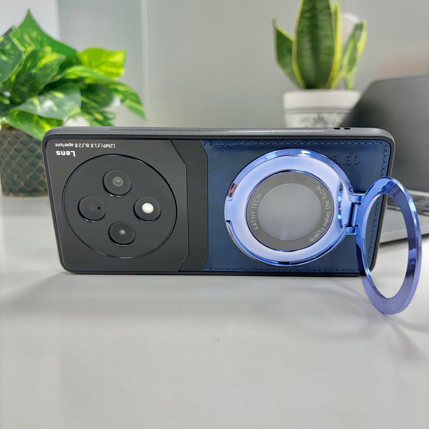 Oppo F27 Pro+ 5G Original Luxury Leather Lens Magnifier Ring Stand Case