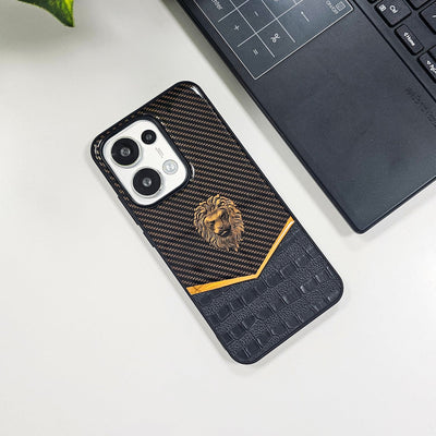 Oppo Reno 13 5G Luxury Lion Pattern Leather And Liquid Silicone Case