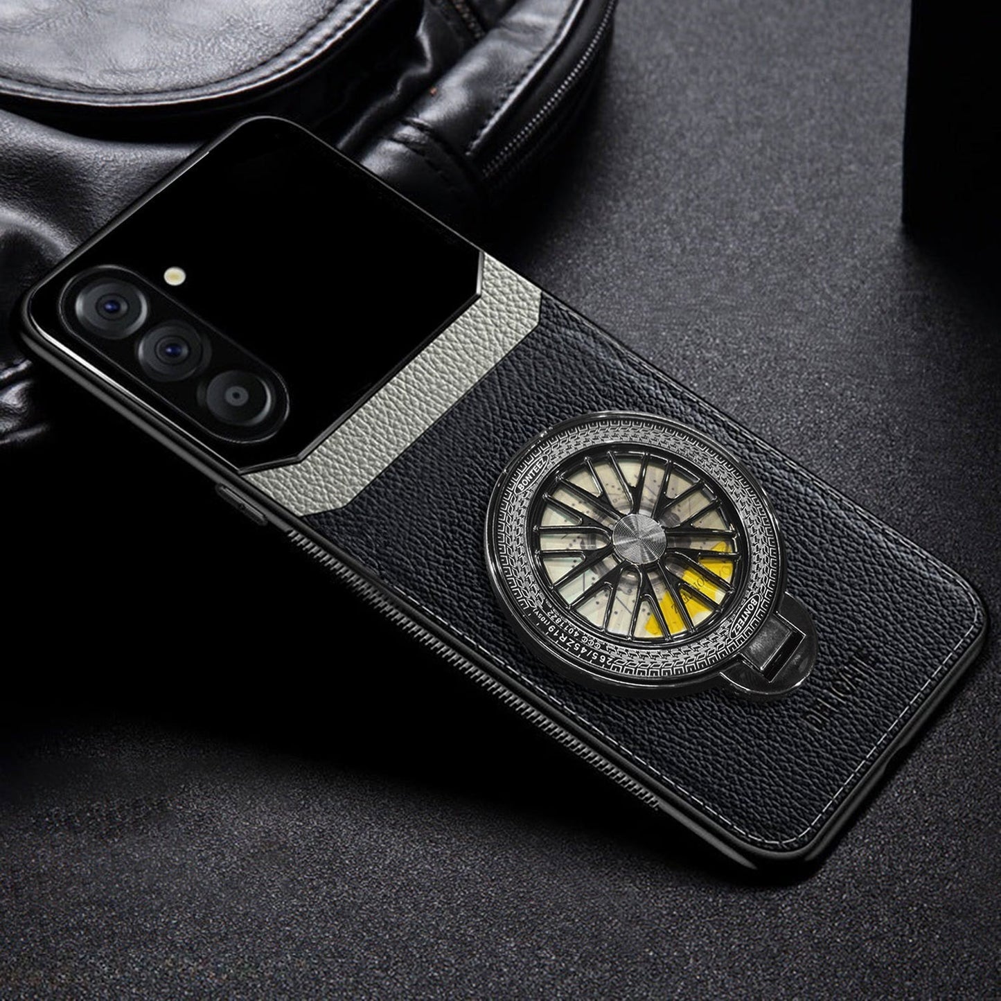 Samsung Galaxy A56 5G Original Luxury Leather Lens Wheel Ring Stand Case