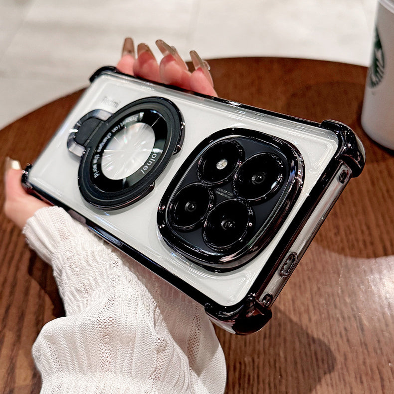 Redmi Note 14 Pro 5G Original Luxury Magnifier Ring Stand Shockproof Airbags Corner Case