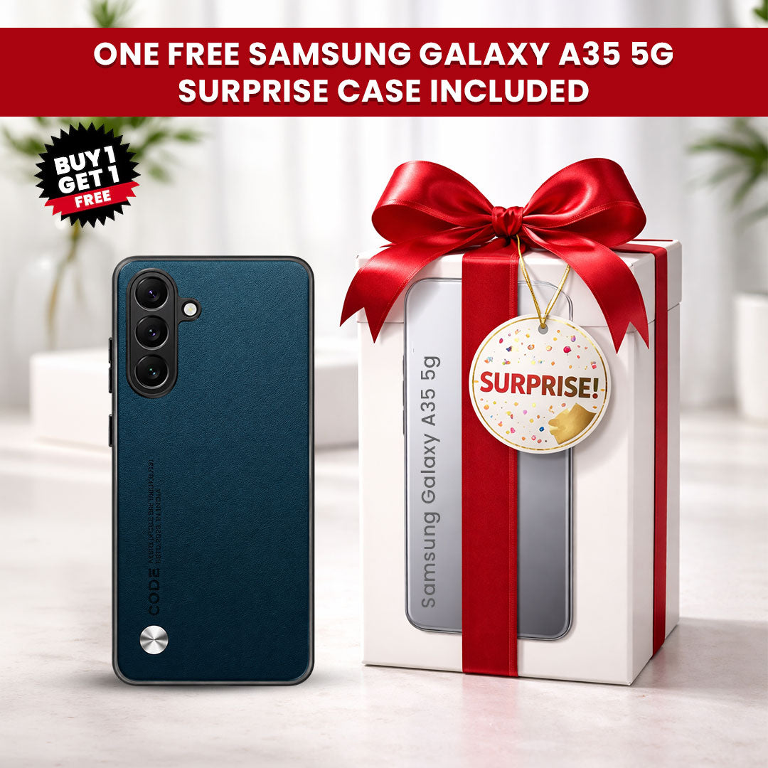 Samsung Galaxy A35 5G Soft Vegan Leather Grain Protective Back Case (Buy 1 Get 1 Surprise Cover)
