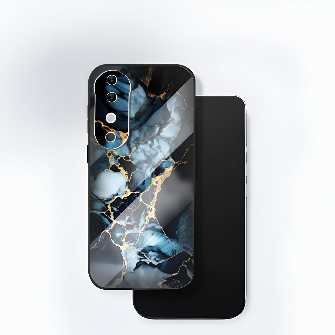 Vivo V40 Pro 5G Premium Acrylic Shockproof Glass Back Case (Blue Marble)