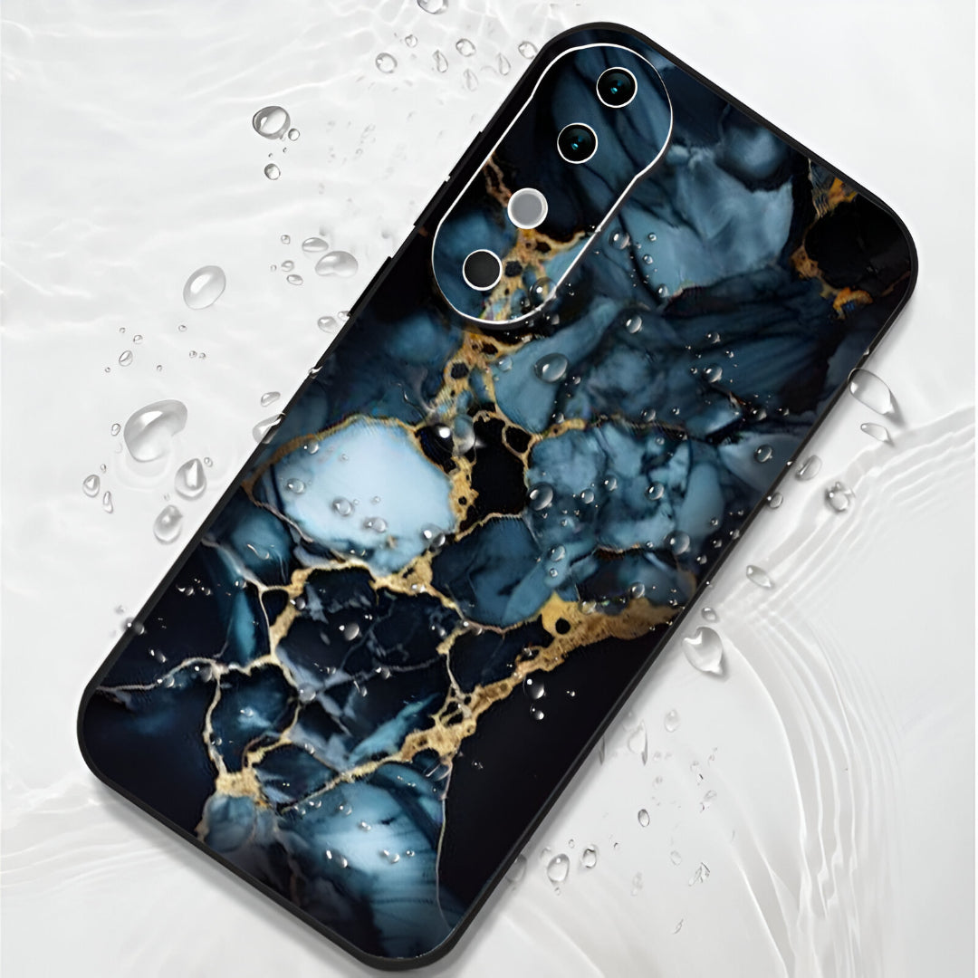 Vivo V40 Pro 5G Premium Acrylic Shockproof Glass Back Case (Blue Marble)