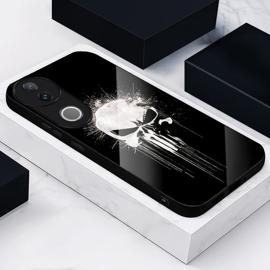 Vivo V50 5G Premium Acrylic Shockproof Glass Back Case (Punisher Skull)