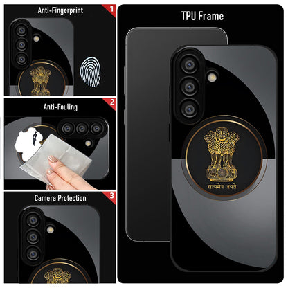 Samsung Galaxy A56 Premium Acrylic Shockproof Glass Back Case (Satyamev Noir)