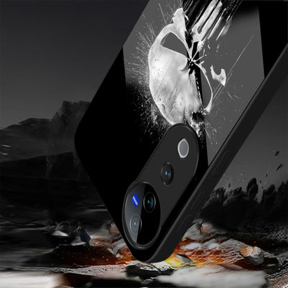 Vivo V40 Pro 5G Premium Acrylic Shockproof Glass Back Case (Punisher Skull)