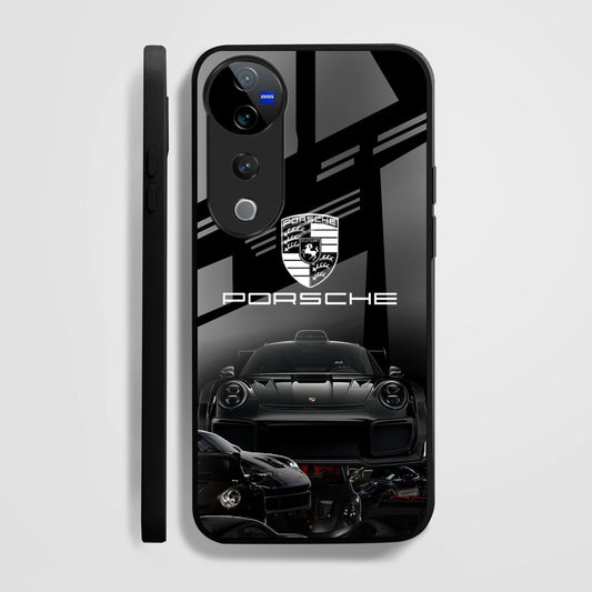 Vivo V40 Pro 5G Premium Acrylic Shockproof Glass Back Case (Black Porsche)