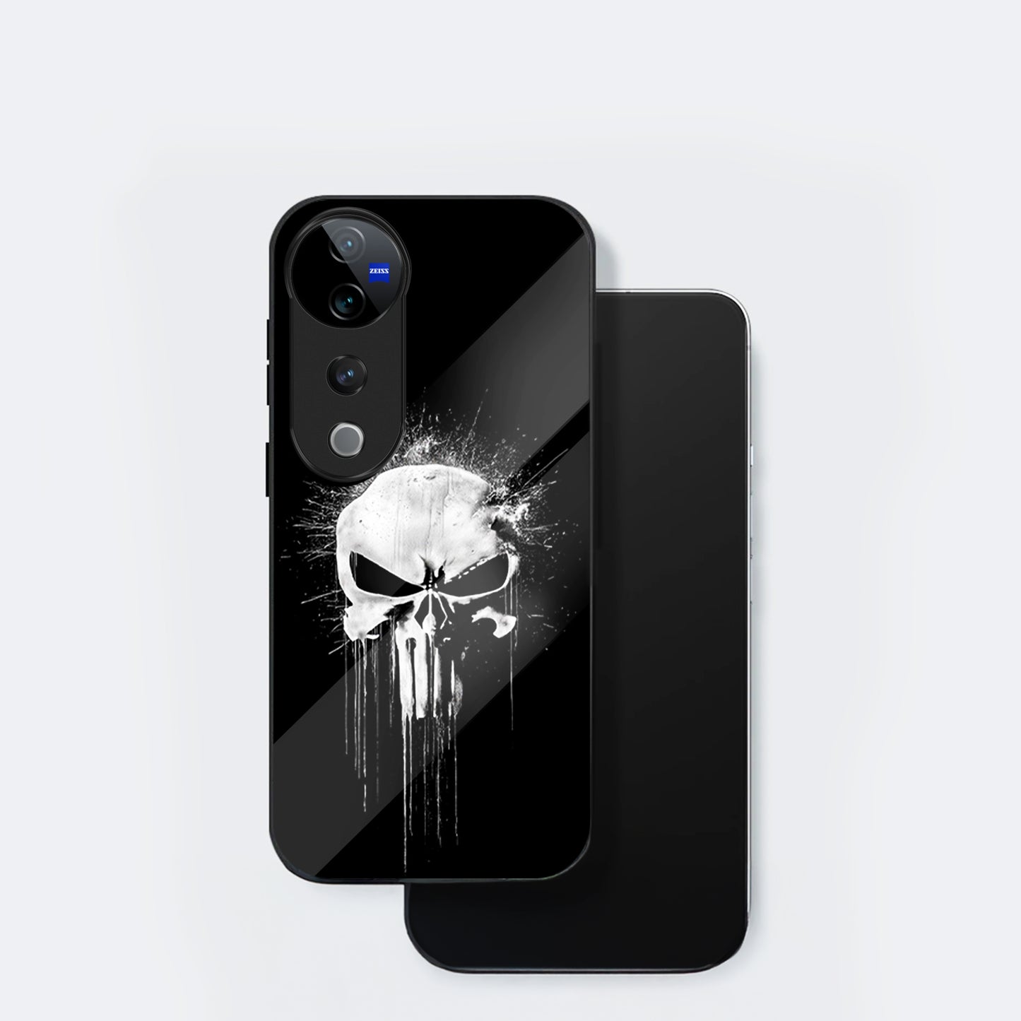 Vivo V40 Pro 5G Premium Acrylic Shockproof Glass Back Case (Punisher Skull)