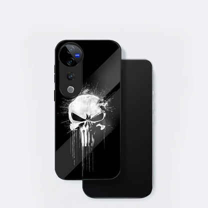 Vivo V40 Pro 5G Premium Acrylic Shockproof Glass Back Case (Punisher Skull)