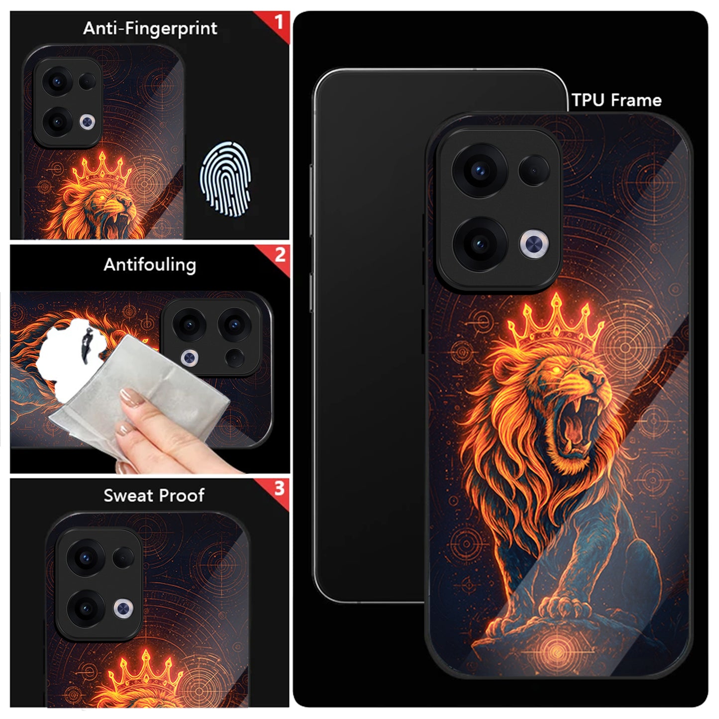 Oppo Reno 13 5G Premium Acrylic Shockproof Glass Back Case (King of Cosmos)