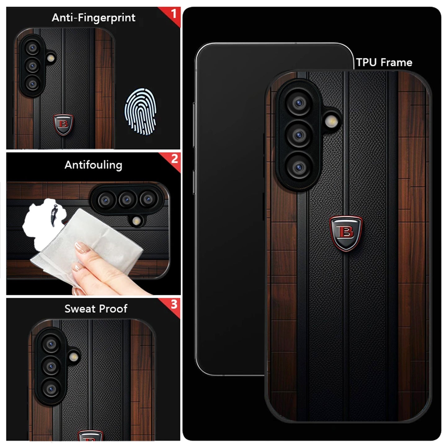Samsung Galaxy A36 Premium Acrylic Shockproof Glass Back Case (Carbon Oak)