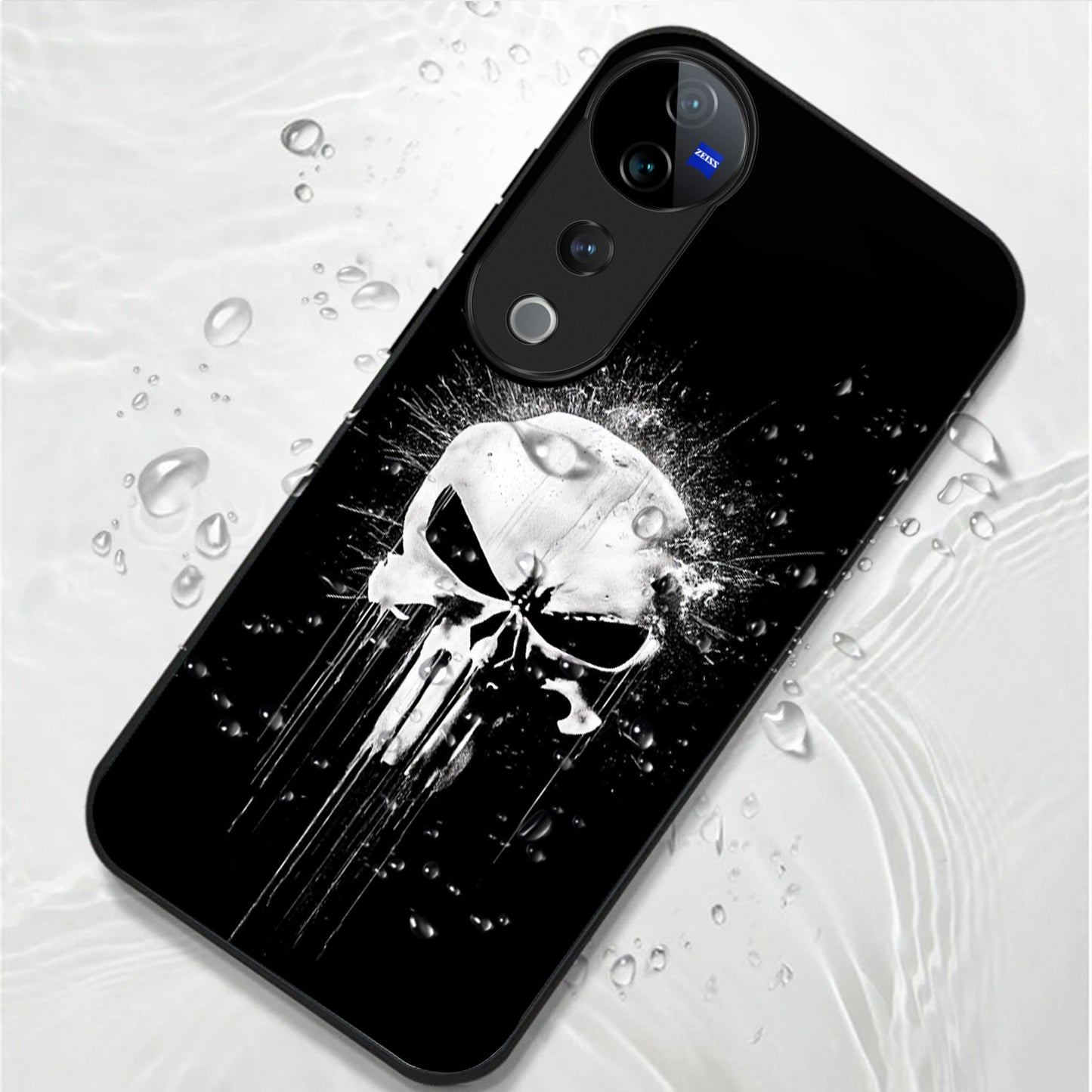 Vivo V40 Pro 5G Premium Acrylic Shockproof Glass Back Case (Punisher Skull)