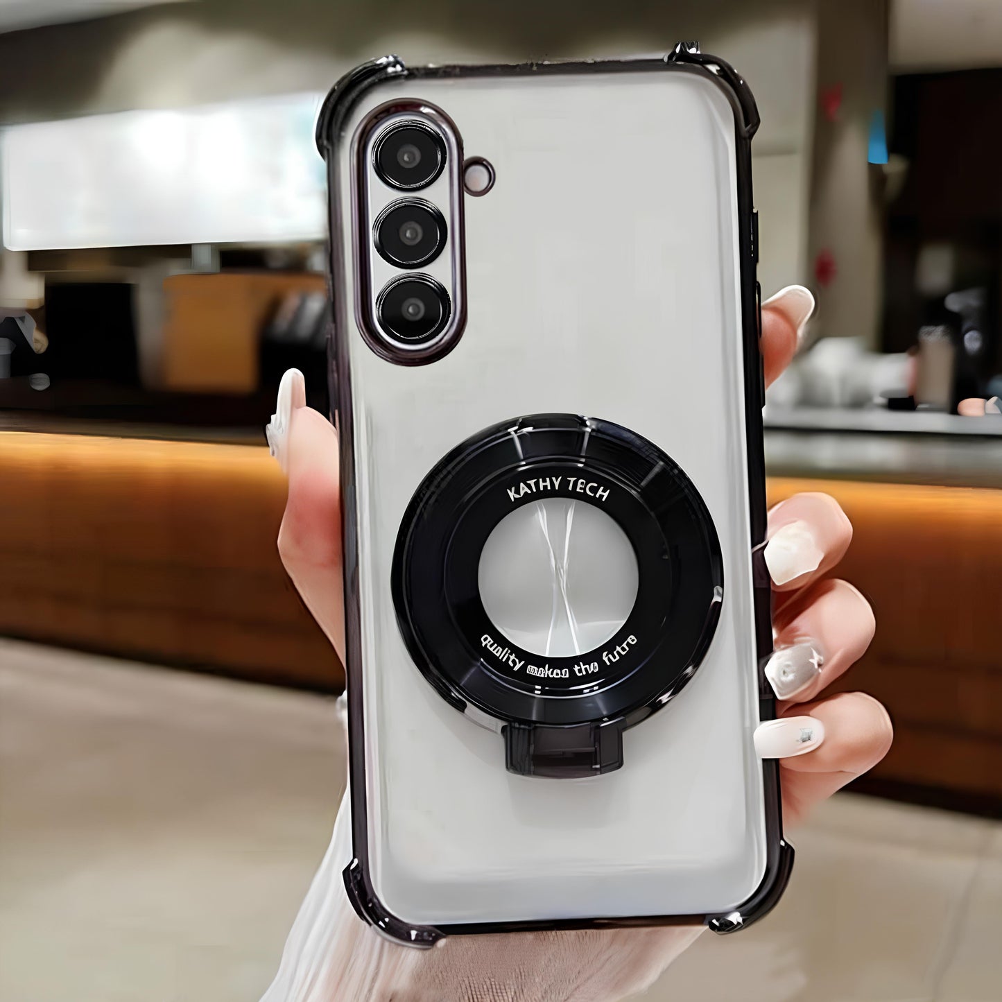 Samsung Galaxy A56 5G Original Luxury Magnifier Ring Stand Shockproof Airbags Corner Case