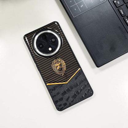 Oppo F27 PRO+ 5G Luxury Lion Pattern Leather And Liquid Silicone Case