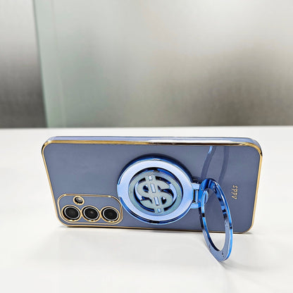 Samsung Galaxy A35 5G Luxury Silicone Money Magnet Rotating Dollar Case blue