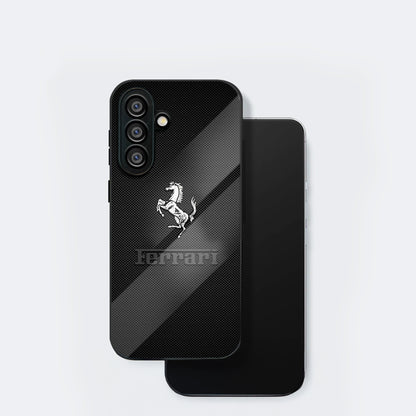 Samsung Galaxy A56 5G Premium Acrylic Shockproof Glass Back Case (Ferrari Carbon Fiber)