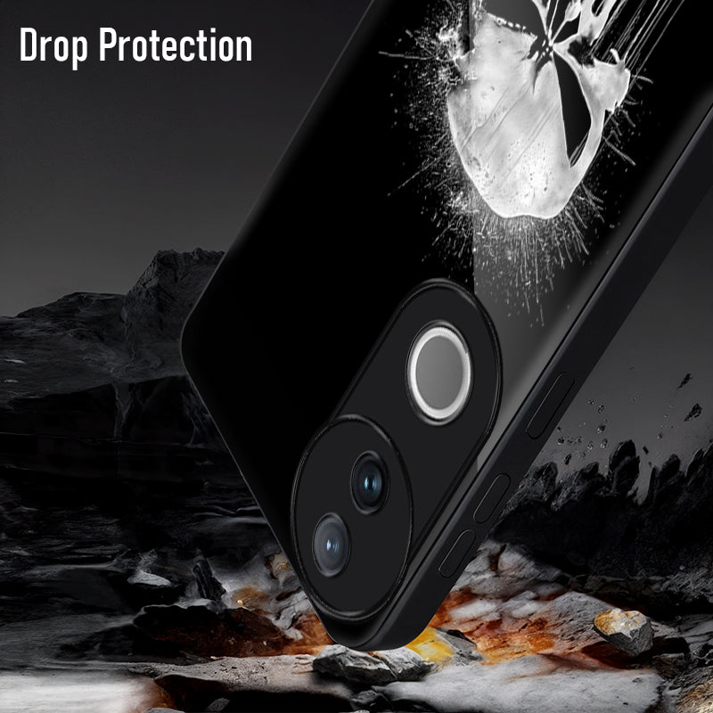 Vivo V50 5G Premium Acrylic Shockproof Glass Back Case (Punisher Skull)