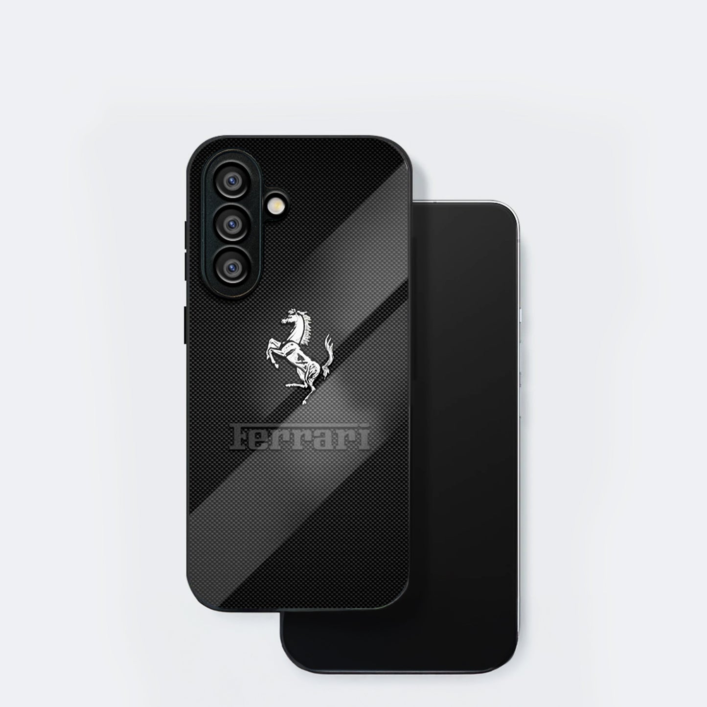 Samsung Galaxy A36 Premium Acrylic Shockproof Glass Back Case (Ferrari Carbon Fiber)