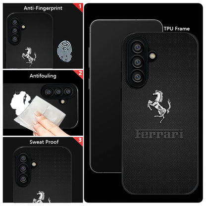 Samsung Galaxy A36 Premium Acrylic Shockproof Glass Back Case (Ferrari Carbon Fiber)