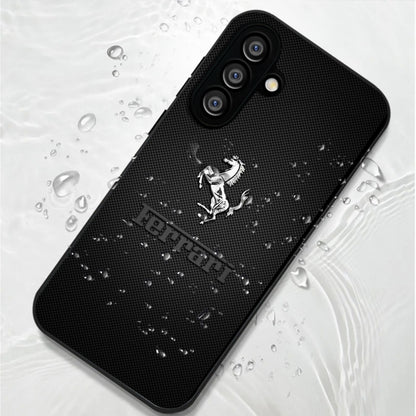 Samsung Galaxy A56 5G Premium Acrylic Shockproof Glass Back Case (Ferrari Carbon Fiber)