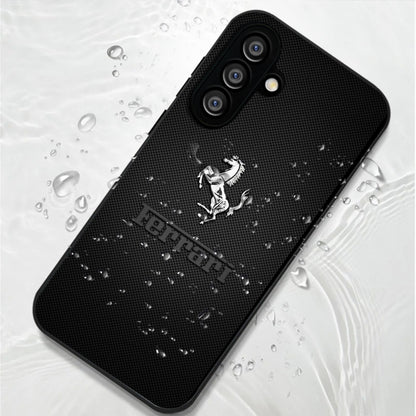 Samsung Galaxy A36 Premium Acrylic Shockproof Glass Back Case (Ferrari Carbon Fiber)