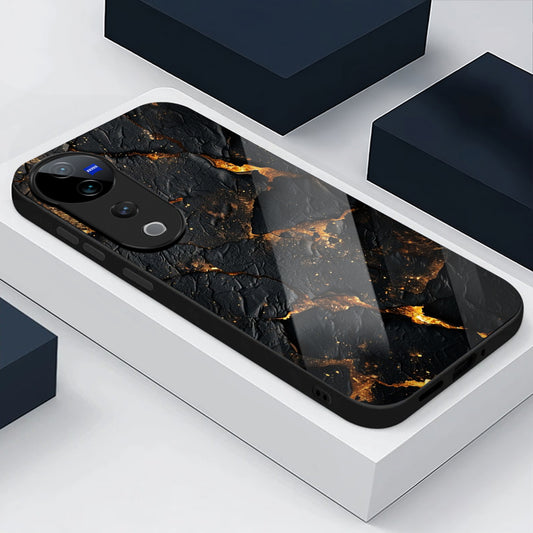 Vivo V40 Pro 5G Premium Acrylic Shockproof Glass Back Case (Volcanic Gold)