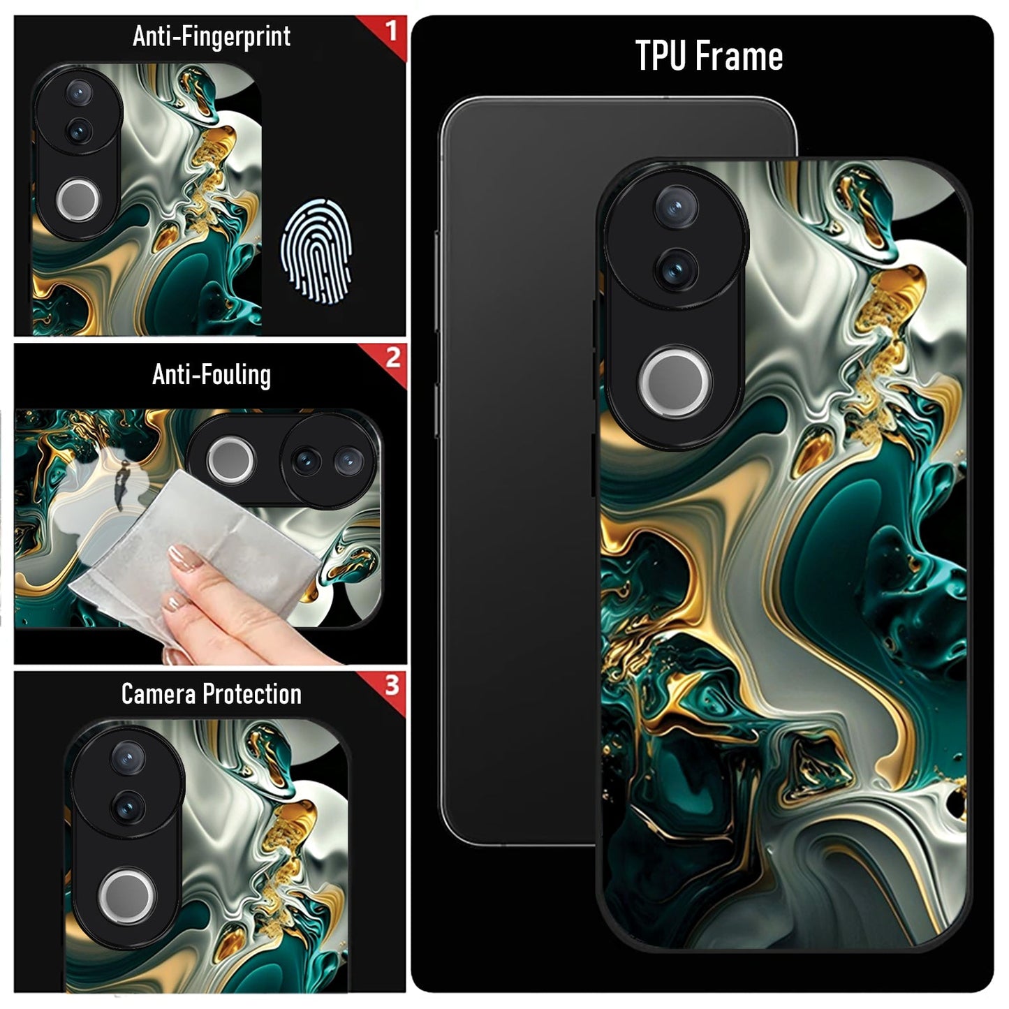 Vivo V50 5G Premium Acrylic Shockproof Glass Back Case (Ocean Ember)