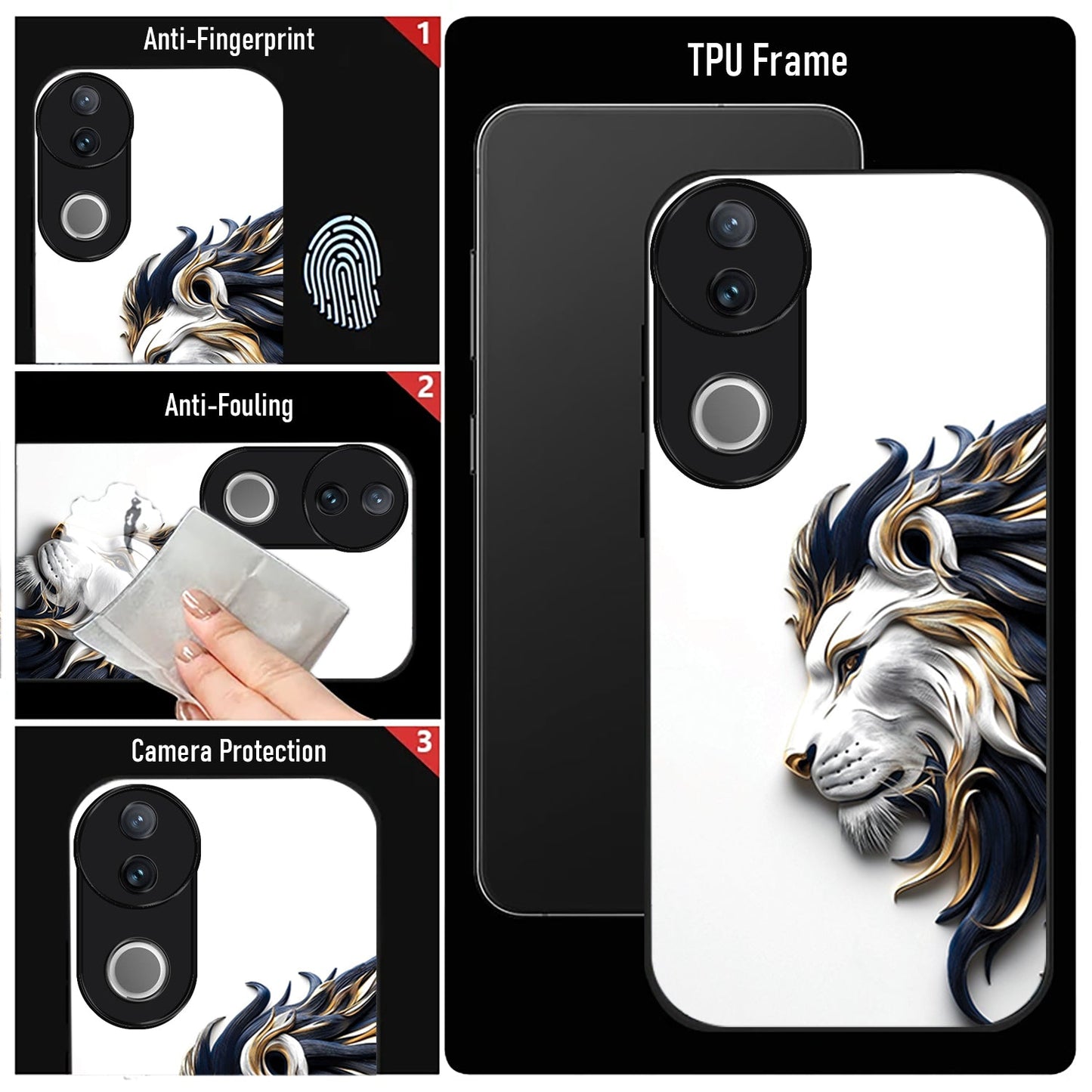 Vivo V50 5G Premium Acrylic Shockproof Glass Back Case (King’s Flow)