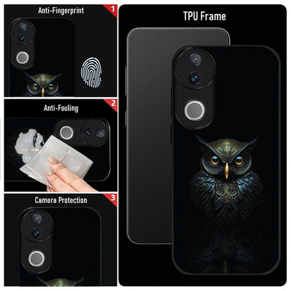 Vivo V50 5G Premium Acrylic Shockproof Glass Back Case (Midnight Owl)